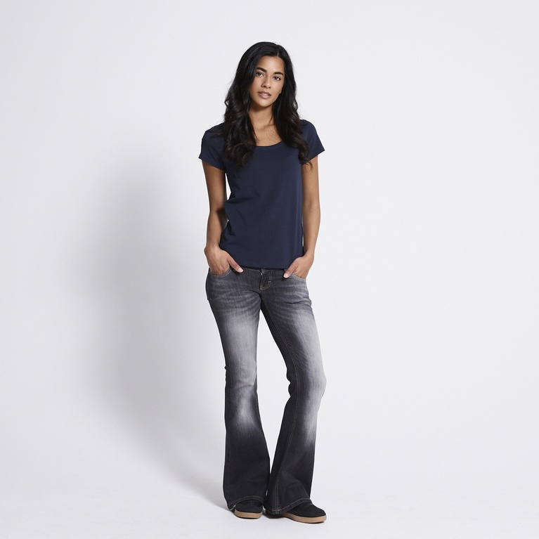 Basic scoop neck tee "Filippa" Dark Blue